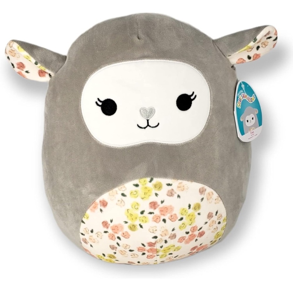 Squishmallow New Elia Gray and Floral Plush Toy